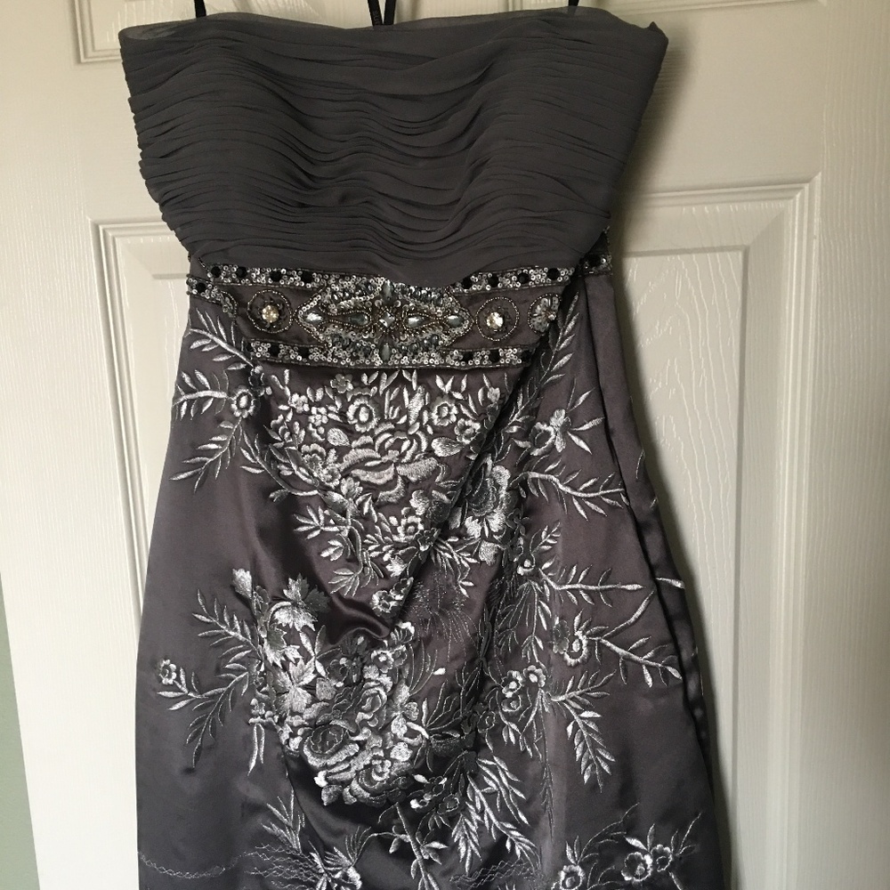 Sue Wong Silver Beaded Dress